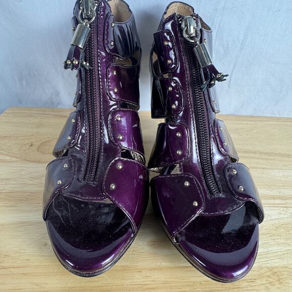 Sofft Sandal Size 8.5M Purple Patent Caged Zip Block Heel Bootie Dress Shoe - Picture 7 of 11